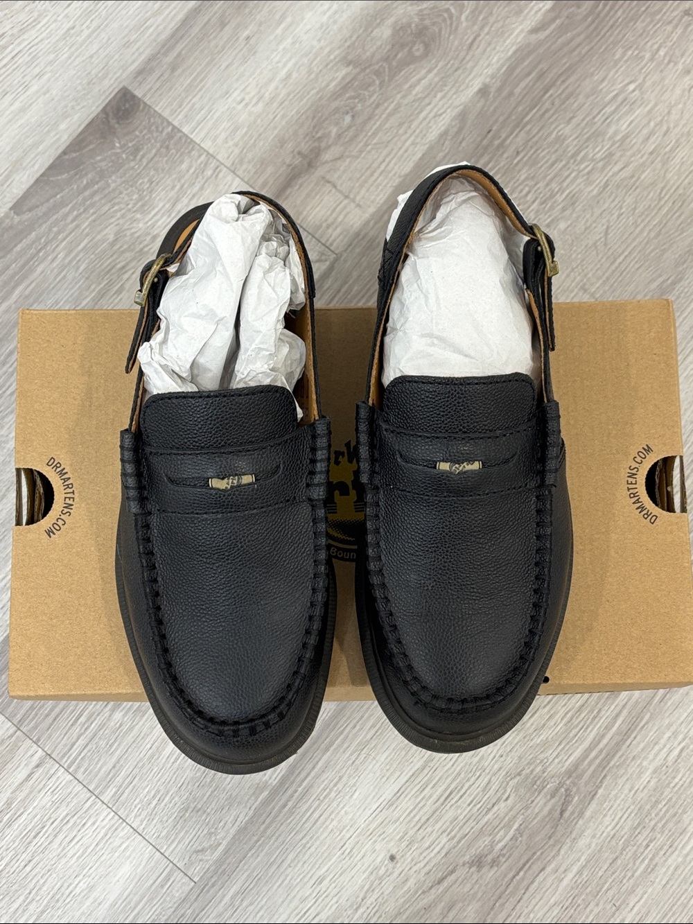 Dr Martens Penton Slingback Unisex Mules Black Westminster Penny Loafers W9 M8 - Picture 3 of 16